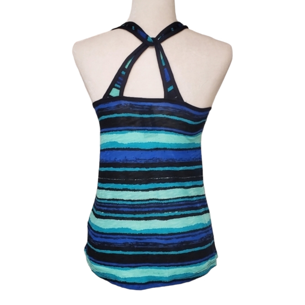 Maurices Top Womens XS Blue Striped Cross Back Tank Top - Picture 4 of 10